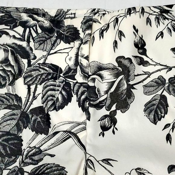 Express Stretch Cream Floral Straight Leg Casual Summer Ankle Pants - Picture 3 of 11